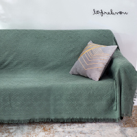 家柏饰(CORATED)北欧方格全盖沙发布单沙发巾沙发套罩沙发垫盖布沙发毯 墨绿T格 230*275cm
