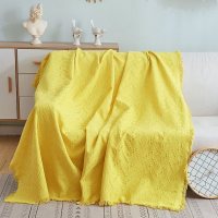家柏饰(CORATED)北欧双面全盖沙发布沙发巾沙发毯布单沙发套罩沙发垫盖布 活力黄T格 130*180cm
