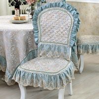 家柏饰(CORATED)欧式布艺餐椅套凳子套 家用椅垫椅背套装椅子套 慕羽 1个欧式椅垫+1个欧式椅背水蓝