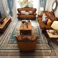 森美人欧式实木沙发美式沙发双面花高端别墅组合客厅家具