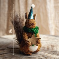 家柏饰(CORATED)手工艺术羊毛毡玩偶 森林动物公仔定格动画形象摆件 派对松鼠