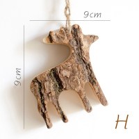 家柏饰(CORATED)原木挂件树皮工艺品欧式花园圣诞吊饰创意猫头鹰松鼠麋鹿 H麋鹿