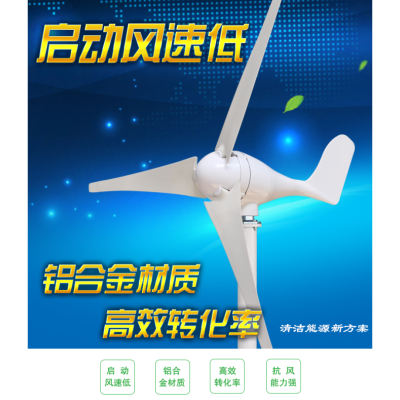 BONJEAN小型垂直轴风力发电机太阳能路灯风光互补家用1002001224 300W/12V5叶片