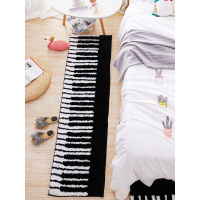 卧室钢琴地垫床边地毯长方形脚垫现代简约黑白床边毯垫子长条家用