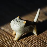美帮汇猫肥家润手工陶土捏制小猫猫茶宠茶托茶席摆件陶瓷猫筷托茶搁