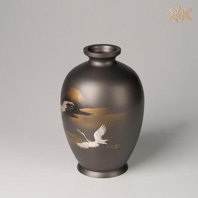 美帮汇全铜摆件《高冈铜器之富士鶴》铜工艺品 花瓶