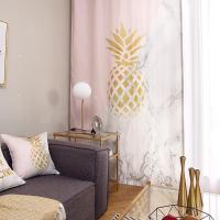 美帮汇北欧风小清新窗帘 金色粉色菠萝遮光窗帘 客厅卧室儿童房窗帘