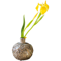 美帮汇蓟莲瓶 陶瓷做旧 浮小口花瓶 复古花器装饰摆件民族风