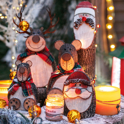 美帮汇森林系列圣诞节气氛摆件 驯鹿棕熊圣诞老人 酒馆装饰北欧