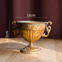 美帮汇古典高脚杯花器 花瓶花翁花盆复古欧式铁艺插花器皿金色烛台 17号金色