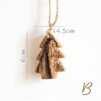 美帮汇原木挂件树皮工艺品欧式花园圣诞吊饰创意猫头鹰松鼠麋鹿 B小树