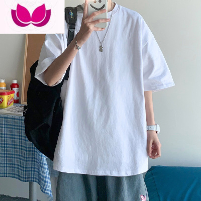 七斓纯色短袖t恤男夏季白色运动ins情侣上衣宽松半袖体恤汗衫