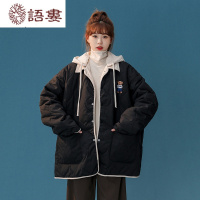 语娄韩系vintage棉服女季新款设计感小熊刺绣加厚加绒学生大码棉衣