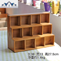 zakka做旧木质桌面收纳柜 创意阶梯12格展示柜家居首饰杂物储物盒 三维工匠