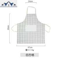 日式格子半身围裙家用厨房棉麻女士棉无袖男士烘培花店餐厅罩衣 三维工匠
