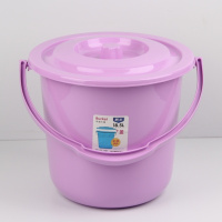 翔/家用手提小桶圆形洗衣桶有盖装水桶胶桶拖把桶小号加厚水 18.5L紫色