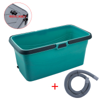 长方形胶棉拖把桶多功能提水桶平板拖把清洗桶家用加厚手提桶洗车 墨绿(升级款)+排水管