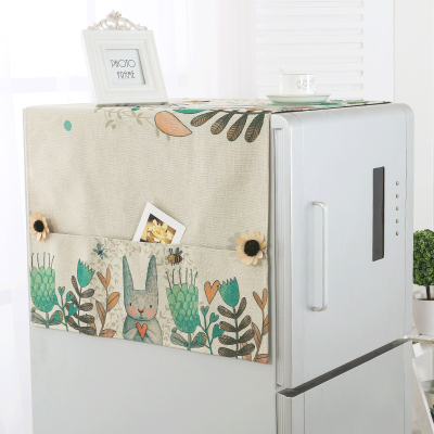 布艺冰箱罩单开冰箱罩简约冰箱盖布现代简约滚筒洗衣机布 兔仔 双开冰箱170*60cm