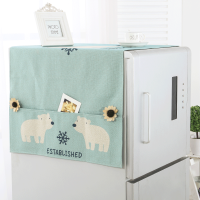 布艺冰箱罩单开冰箱罩简约冰箱盖布现代简约滚筒洗衣机布 北极熊 小双开门冰箱150*60cm
