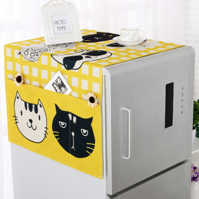 布艺冰箱罩单开冰箱罩简约冰箱盖布现代简约滚筒洗衣机布 酷猫 小双开门冰箱150*60cm