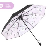 天堂伞伞防晒黑胶太阳伞男女花语凝香折叠遮太阳两用晴雨伞 浅粉色