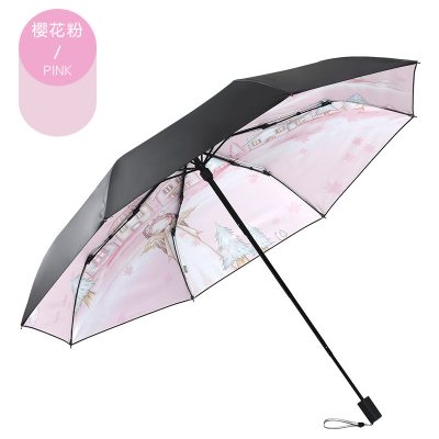 天堂伞伞防晒黑胶折叠太阳伞女便携梦幻公主遮阳两用晴雨伞 樱花粉