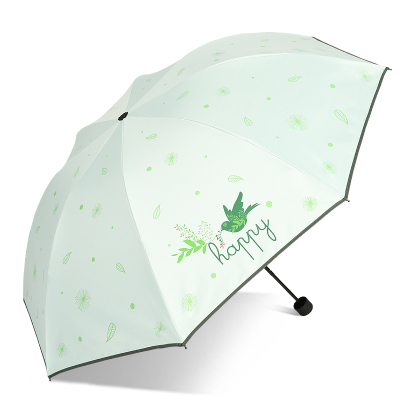 天堂伞伞太阳伞防晒黑胶遮阳伞雨伞女晴雨两用三折叠小清新 绿色(放飞和平)