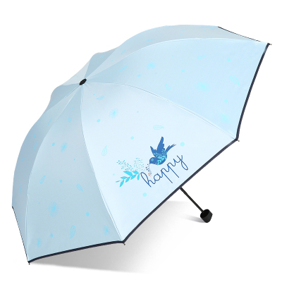 天堂伞伞太阳伞防晒黑胶遮阳伞雨伞女晴雨两用三折叠小清新 蓝色(放飞和平)