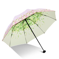 天堂伞伞遮阳伞女小清新黑胶双层防晒太阳伞晴雨伞折叠两用 粉红色(双层花海)