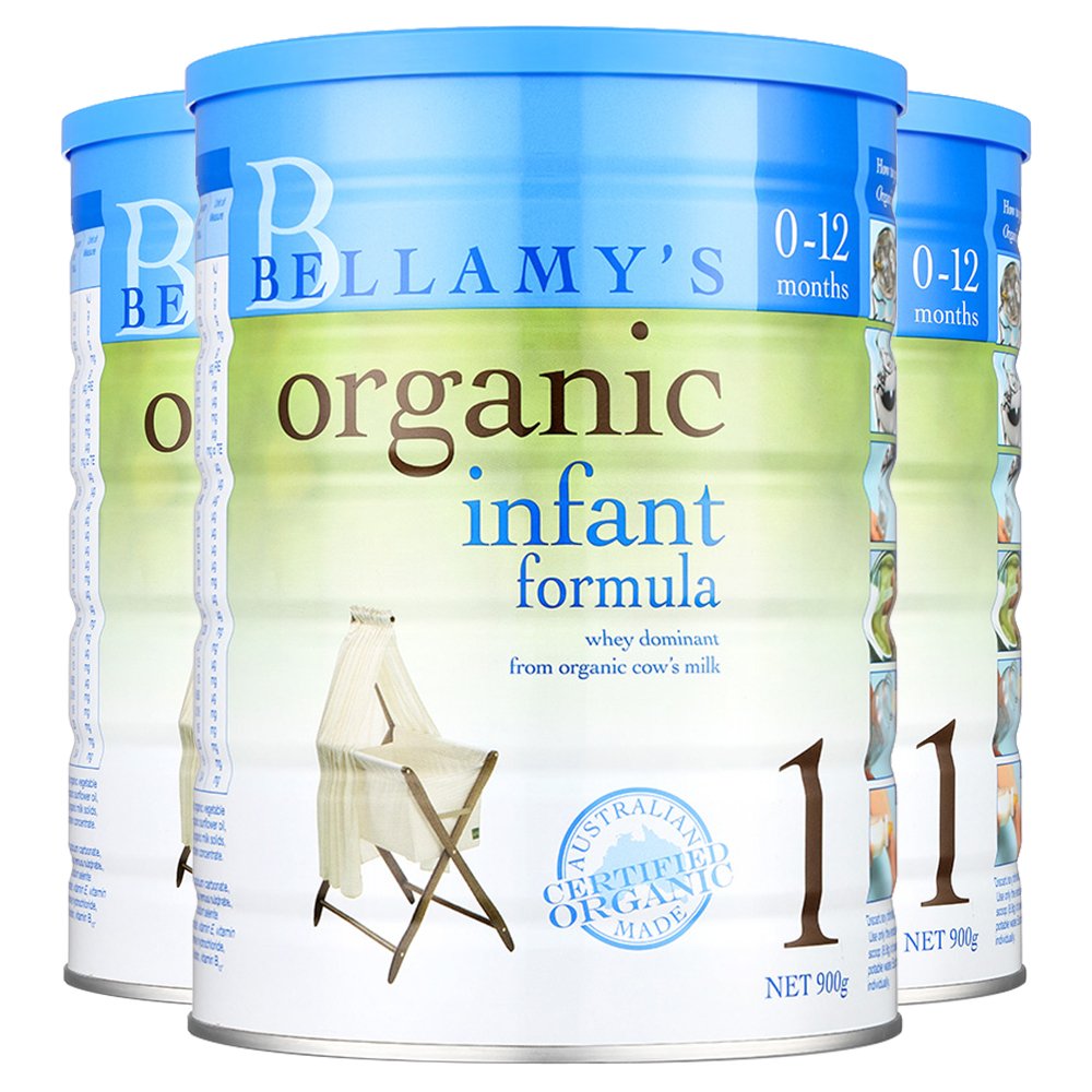 效期24年之后澳洲发/3罐装-贝拉米(Bellamy's )宝宝有机奶粉1段900g/罐装 0-6个月进口婴幼儿一段奶粉