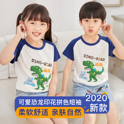 2021新款男女童印花短袖T恤男女童纯棉卡通上衣小童夏季儿童装