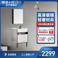 恒洁(HEGII)浴室柜组合 高端简约北欧生态木 洗手盆洗漱台柜浴室镜柜浴室组合套餐[抽屉款]BC6078-060