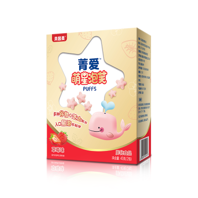 贝因美菁爱萌星草莓味泡芙40克(2包)儿童辅食