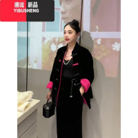 YIBUSHENG新中式国风厚外套女小个子冬装2023新款撞色拼接宽松黑色棉衣棉服