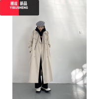YIBUSHENG2023新款慵懒设计感法式小众宽松双排扣中长款风衣外套女大衣