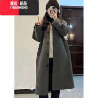 YIBUSHENG毛呢外套女2023韩版加厚小个子高级感气质灰色呢子大衣中长款