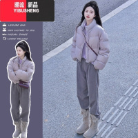 YIBUSHENG韩系冬季羽绒棉服女香芋紫色面包服棉衣甜酷风短款小个子棉袄外套