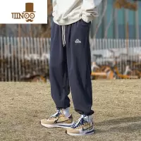 YANXU藏青色裤子男秋季日系复古潮牌宽松束脚卫裤青少年百搭休闲运动裤