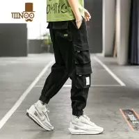 YANXU机能工装裤男ins潮牌宽松裤子加绒加厚潮流束脚休闲长裤