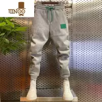 YANXU2023新款休闲裤男百搭束脚运动裤潮牌青年修身小脚刺绣卫裤男