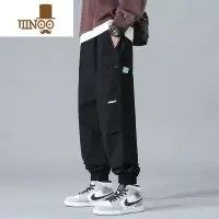 YANXU日系工装裤子男款黑色夏季潮牌束脚裤休闲长裤美式大码宽松