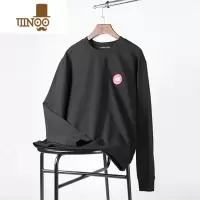 YANXU大鹅卫衣男2023新款薄款美式圆领加拿大风黑色宽松长袖T恤