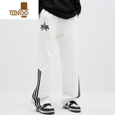 YANXU耶啵耶啵美式白色运动裤男夏季hiphop街舞卫裤宽松直筒休闲裤子女