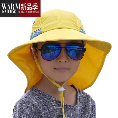 SHANCHAO男女儿童遮阳帽学生小黄夏太阳帽渔夫中童帽定制