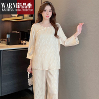 SHANCHAO高级感国风新中式冰雪丝古典汉服睡衣女士2023秋款家居服套装