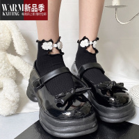 SHANCHAO洛丽塔袜子女黑色夏季新中式国风短筒玛丽珍旗袍扣短袜
