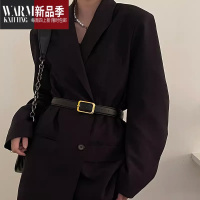 SHANCHAO2023新款复古皮带女小众学生黑色设计感裤带女士牛仔裤腰带男装饰