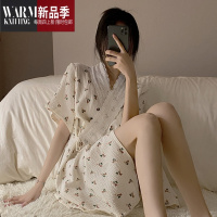 SHANCHAO日式和服纱布睡裙女士网天款大码浴袍短袖孕妇睡衣