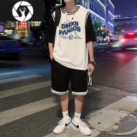 HongZun夏装青少年运动服套装男大童潮流篮球服一套初中学生帅气短袖t恤