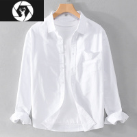 HongZun牛津纺衬衫商务休闲春秋季男士半袖衬衣白色长袖寸衫